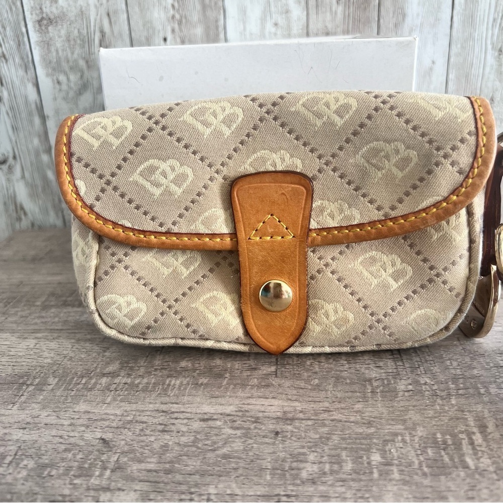 Dooney & Bourke Monogram Leather Trim Wristlet